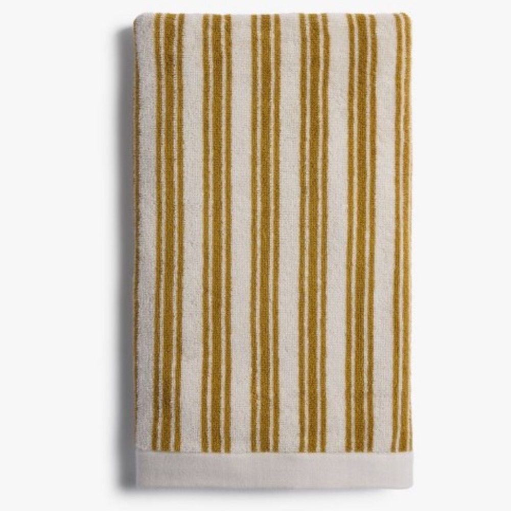 2!!!! PARACHUTE NWT striped supersoft bath towel -parchment & absinthe -56x30